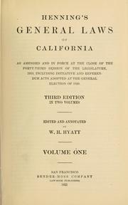 Front cover of Henning's General laws of California by California.