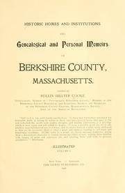 Front cover of Historic homes and institutions and genealogical and personal memoirs of Berkshire County, Massachusetts by Rollin Hillyer Cooke