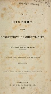 Front cover of A history of the corruptions of Christianity by Joseph Priestley
