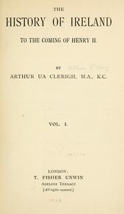Front cover of The history of Ireland to the coming of Henry II by Arthur Ua Clerigh