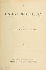Front cover of A history of Kentucky by Elizabeth Shelby Kinkead