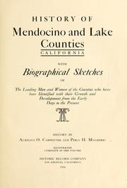 Front cover of History of Mendocino and Lake counties, California by Aurelius O. Carpenter