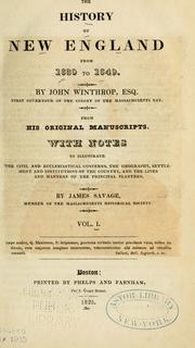 Front cover of The history of New England from 1630 to 1649 by Winthrop, John