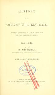 Cover of History of the town of Whately, Mass by J. H. Temple