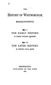 Front cover of The history of Westborough, Massachusetts by Heman Packard De Forest