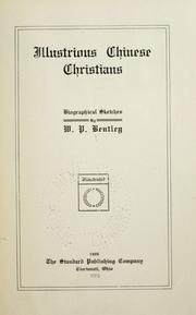 Front cover of Illustrious Chinese Christians by William Preston Bentley