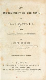 Front cover of The improvement of the mind by Isaac Watts