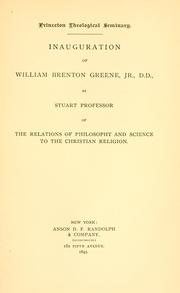 Front cover of Inauguration of William Brenton Greene, Jr., D.D by Princeton Theological Seminary.