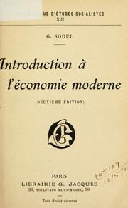 Cover of Introduction à l'économie moderne by Sorel, Georges