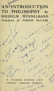 Front cover of An introduction to philosophy by W. Windelband