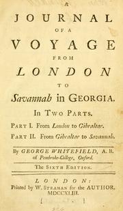 Cover of A journal of a voyage from London to Savannah in Georgia by George Whitefield