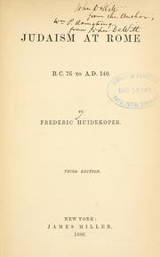 Cover of Judaism at Rome, B.C. 76 to A.D. 140 by Frederic Huidekoper