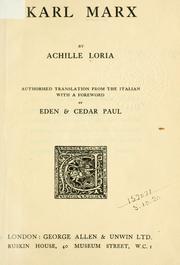 Cover of Karl Marx by Achille Loria