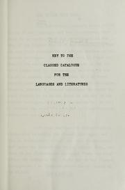 Front cover of Key to the classed catalogue for the languages and literatures by Joseph Cummings Rowell