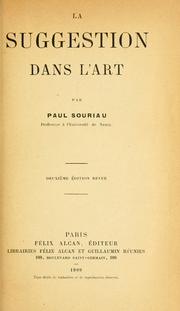 Cover of La suggestion dans l'art by Paul Souriau