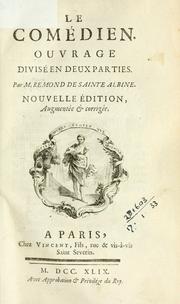 Front cover of Le comédien by Pierre Rémond de Sainte-Albine