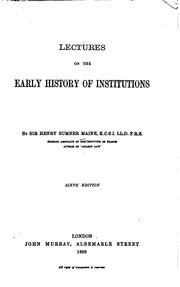 Cover of Lectures on the early history of institutions by Henry James Sumner Maine