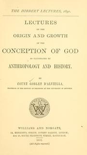 Cover of Lectures on the origin and growth of the conception of God as illustrated by anthropology and history by Goblet d'Alviella, Eugène comte