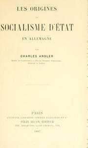 Front cover of Les origines du socialisme d'état en Allemagne by Charles Andler