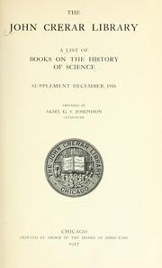 Cover of A list of books on the history of science. Supplement, December, 1916 by John Crerar Library.