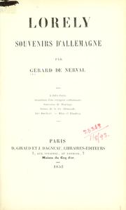 Cover of Lorely by Gérard de Nerval