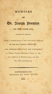 Front cover of Memoirs of Dr. Joseph Priestley by Joseph Priestley