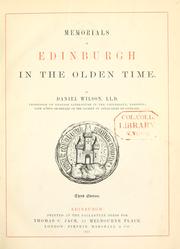 Front cover of Memorials of Edinburgh in the olden time by Daniel Wilson