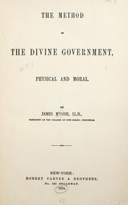 Front cover of The method of the divine government by McCosh, James