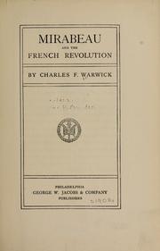 Cover of Mirabeau and the French Revolution by Charles F. Warwick