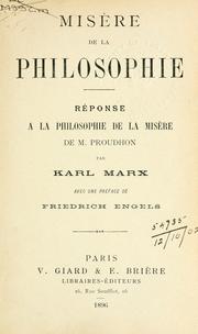 Front cover of Misère de la philosophie by Karl Marx