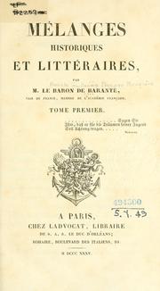 Front cover of Mélanges historiques et littéraires by Prosper de Barante