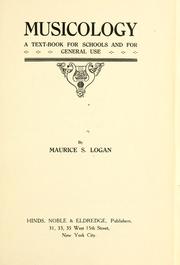 Front cover of Musicology by Maurice S. Logan