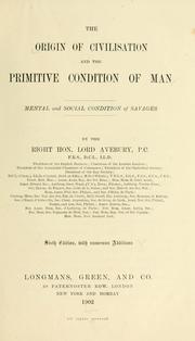 Front cover of The origin of civilisation and the primitive condition of man by Sir John Lubbock