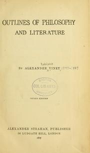 Front cover of Outlines of philosophy and literature by Vinet, Alexandre Rodolphe