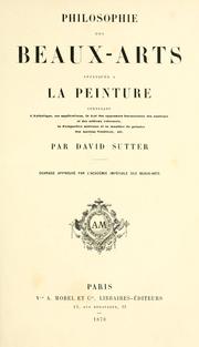 Cover of Philosophie des beaux-arts appliquée à la peinture by David Sutter