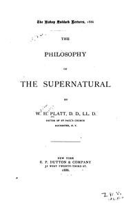 Front cover of The philosophy of the supernatural by W. H. Platt
