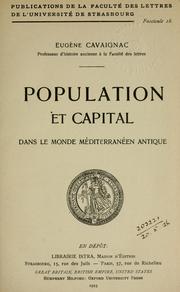 Front cover of Population et capital dans le monde méditerranéen antique by E. Cavaignac