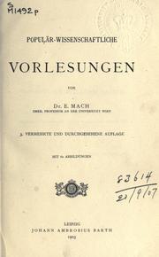 Front cover of Populär-wissenschaftliche Vorlesungen by Ernst Mach