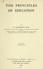 Front cover of The principles of education by T. Raymont