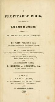 Front cover of Profitable booke treating of the lawes of England by Perkins, John