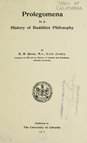 Cover of Prolegomena to a history of Buddhist philosophy by Beni Madhab Barua