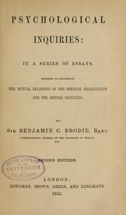 Cover of Psychological inquiries by Brodie, Benjamin Sir
