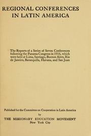 Front cover of Regional conferences in Latin America by Conferences on Christian work in Latin America (1916 Lima, Santiago, etc.)