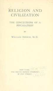 Cover of Religion and civilization by Hirsch, William.