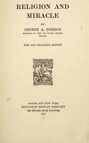 Front cover of Religion and miracle by Gordon, George A.