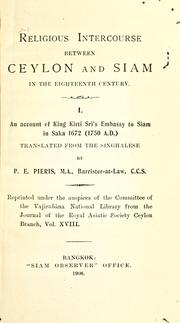 Front cover of Religious intercourse between Ceylon and Siam in the eighteenth century by Unknown