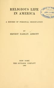 Front cover of Religious life in America by Ernest Hamlin Abbott