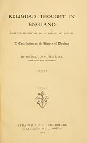 Cover of Religious thought in England, from the Reformation to the end of last century by Hunt, John