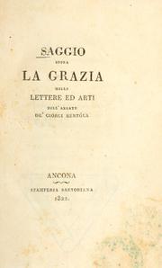 Front cover of Saggio sopra la grazia nelle lettere ed arti by Aurelio Bertola De' Giorgi