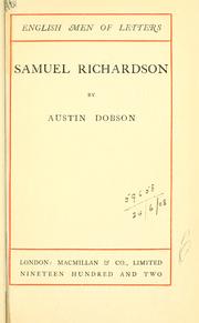 Cover of Samuel Richardson by Austin Dobson